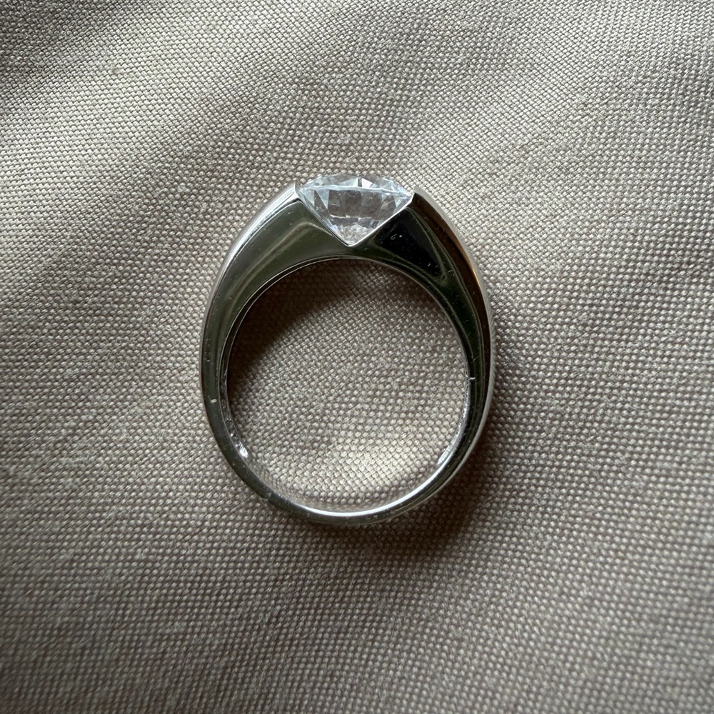 Diamonique Platinum Clad Solitaire Ring - Picture 2 of 3
